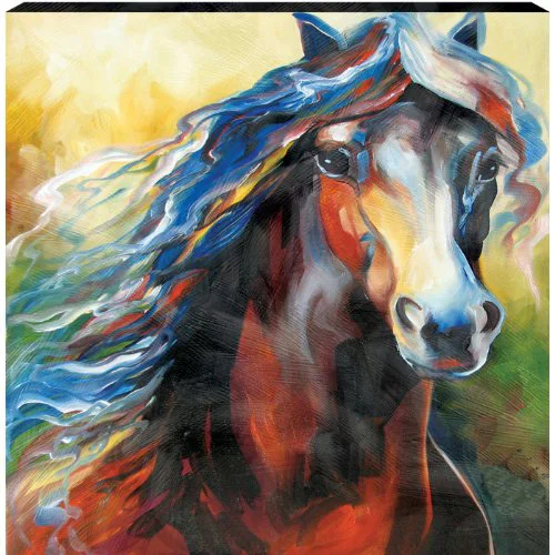 Бесплатная доставка, Настенные рисунки с ручной росписью, красивый конь на холсте, картины маслом животных, современная абстракция для домашнего декора Изображение 0