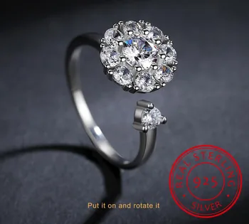 Модные ослепительные кольца из стерлингового серебра 925 пробы с фианитами, открывающие кольца, Обручальные кольца для женщин, anillos S-R295